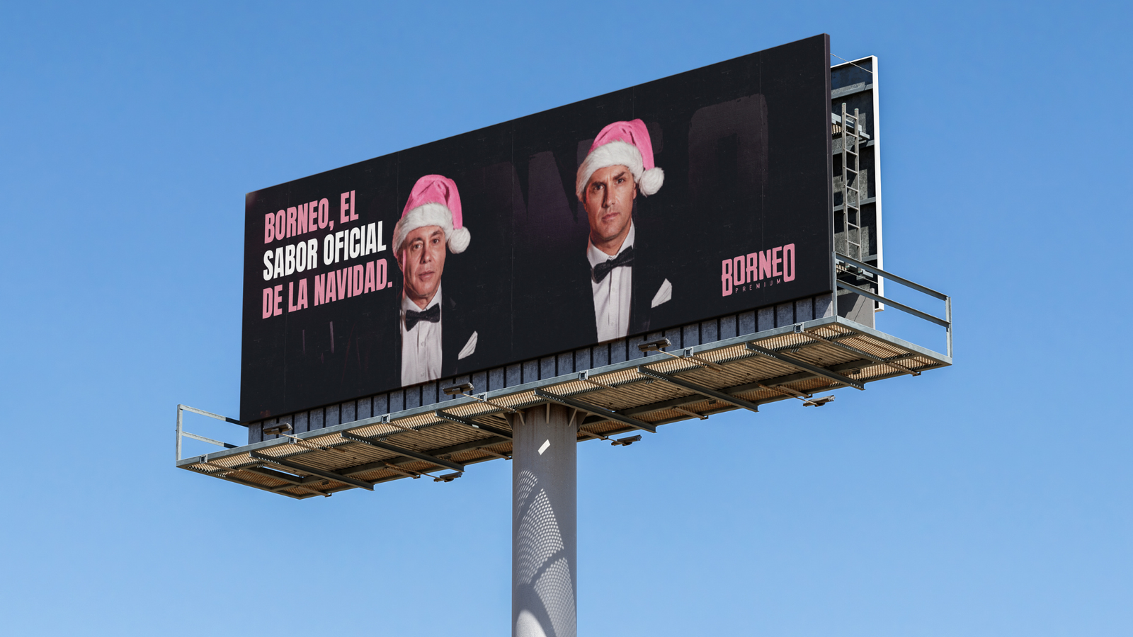 mockup billboard campaña borneo, el sabor oficial de la navidad